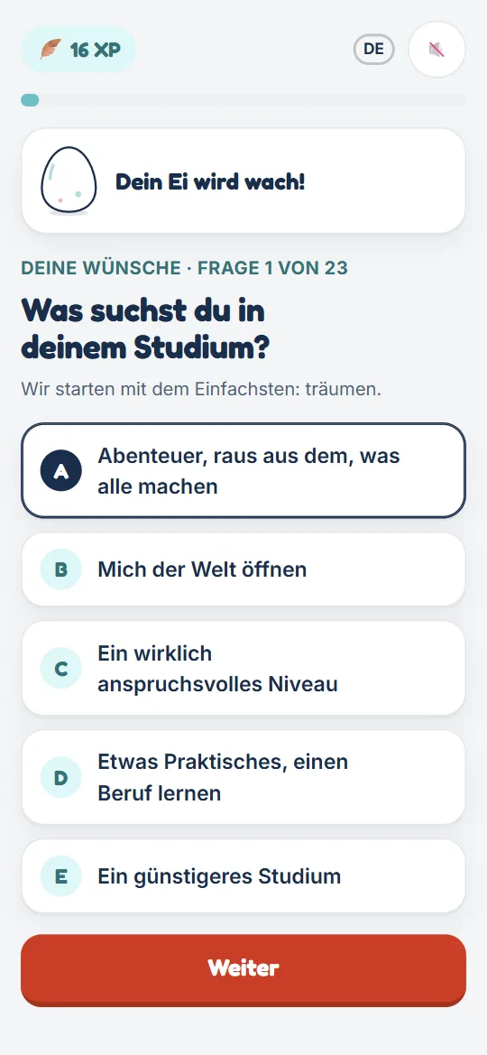 Ein Bildschirm des Quiz in der Kandid-App