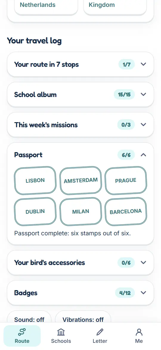 The passport and its stamps