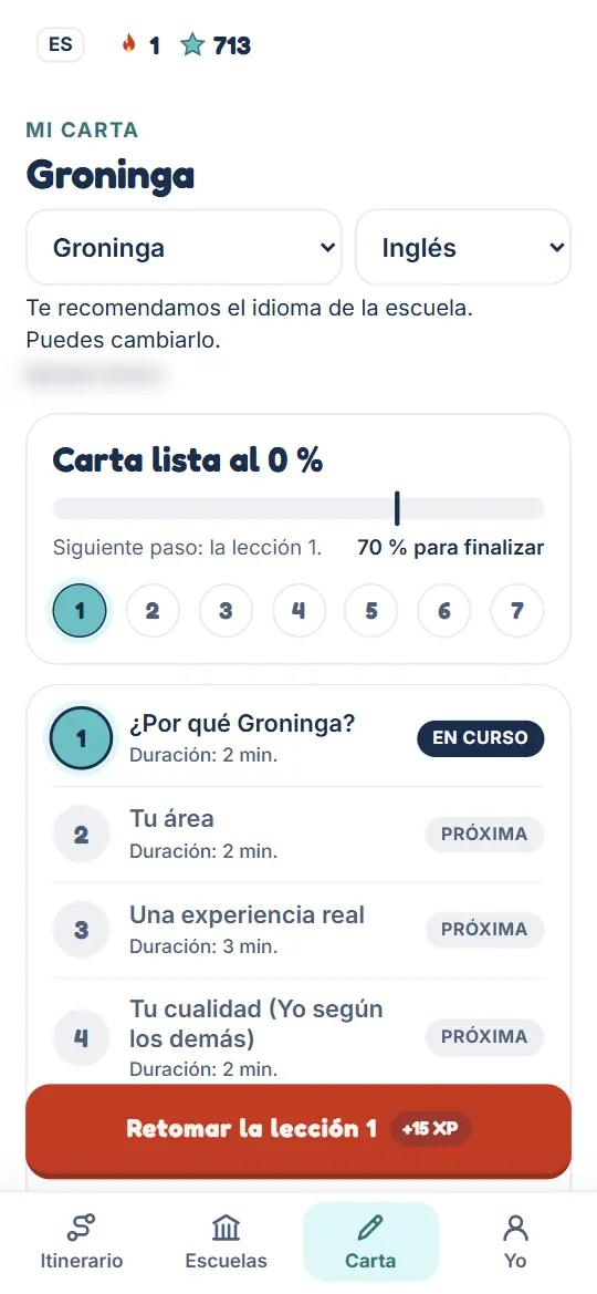 El taller de la carta: las lecciones y el progreso de tu carta