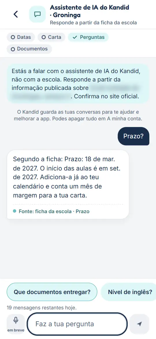 Perguntas sobre uma universidade: uma pergunta e a sua resposta com fonte.