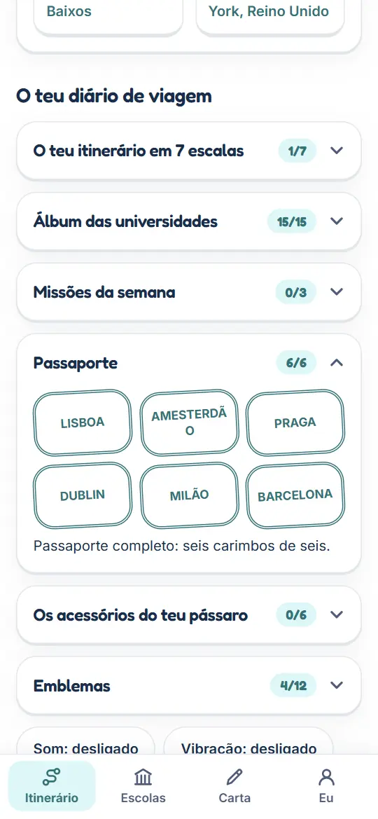 O passaporte e os seus carimbos
